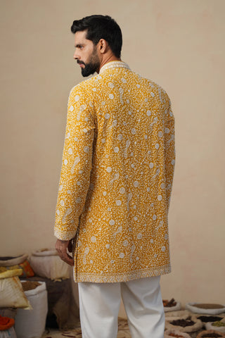 Men’s Mustard Yellow Embroidered Kurta