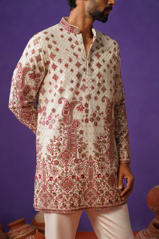 Cream Embroidered Designer Kurta