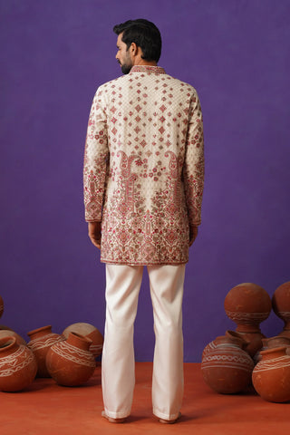 Cream Embroidered Designer Kurta