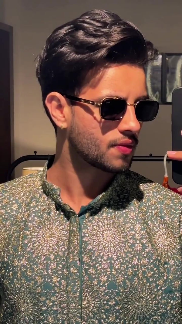 Teal Green Heavy Embroidered Kurta